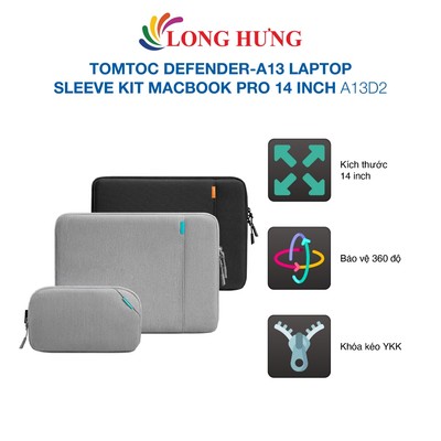 Túi chống sốc Tomtoc Defender-A13 Laptop Sleeve Kit Macbook Pro 14 inch A13D2 - Hàng chính hãng