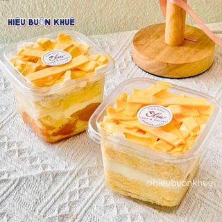  50 Hộp Nhựa Vuông Đựng Bánh Lạnh Mousse Tiramisu 400ml  B10-8  