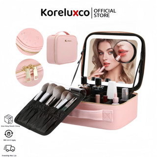 (Có sẵn) Túi đựng mỹ phẩm cao cấp có gương 26x23x13cm, có thắt lưng hỗ trợ,Cốp makeup hồng