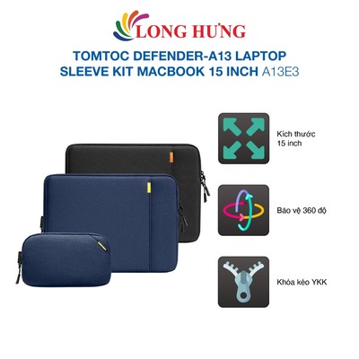 Túi chống sốc Tomtoc Defender-A13 Laptop Sleeve Kit MacBook 15 inch A13E3 - Hàng chính hãng