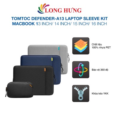 Túi chống sốc Tomtoc Defender-A13 Laptop Sleeve Kit MacBook 13 inch/14 inch/15 inch/16 inch - Hàng chính hãng