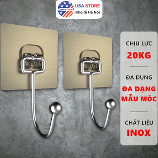 Combo 5-10 Móc Dán Tường Treo Đồ Thế Hệ Mới C1 - Dán Cường Lực Siêu Dính + Móc INOX Siêu Bền - 6X6Cm (Bạc / Trong)