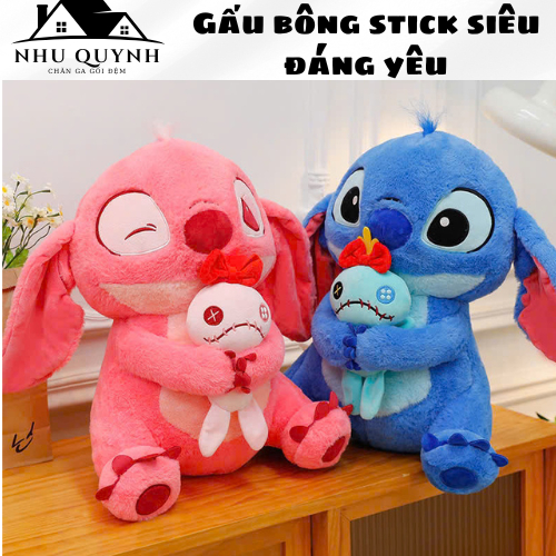 Gấu Bông Gối Ôm Thỏ  Stick Siêu Đáng Yêu Vải Mềm Mịn Đủ Size To Tròn Mập  40cm 50cm 60cm