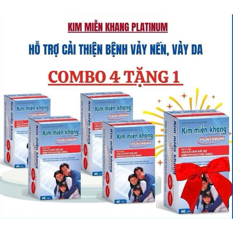 Combo 4+1 hộp Kim Miễn Khang platinum 60 viên dòng sản phẩm cao cấp, hỗ trợ vảy nến, lupus ban đỏ
