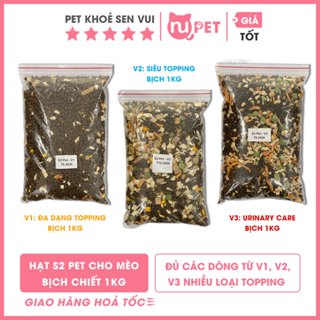 [Bịch 1kg] Hạt cho mèo S2 Pet V1, V2, V3 đa dạng nhiều loại topping cho mèo mọi lứa tuổi, giá siêu tốt
