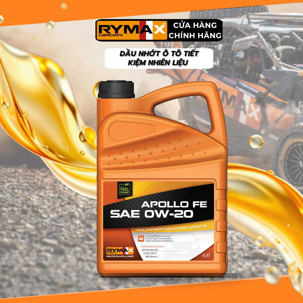 Dầu nhớt Ôtô - Xe Hơi tiết kiệm nhiên liệu Rymax Apollo FE SAE 0W20 (4L-5L) - Tổng Hợp toàn phần