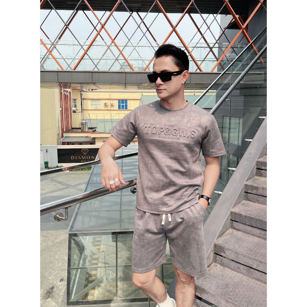 Bộ nam mùa hè, Bộ Nam vải da lộn chất liệu vải sang trọng 3 màu trẻ trung M-2XL 45-85KG BQA 3686