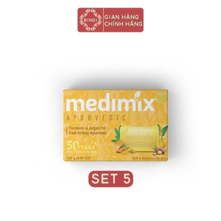  Set 5 Xà Phòng Medimix Nghệ & Dầu Argan 125g x 5 TẶNG Xà phòng Godrej Cinthol Original Deo 100G 