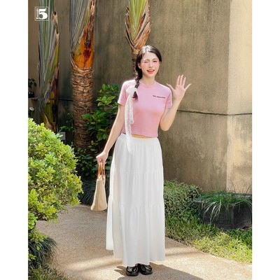 Chân váy nữ Twentyfive dáng dài thiết kế cạp chun phối tầng trẻ trung 6670