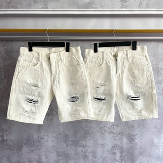 [Max 3380] Quần short jean cotton nam không co dãn basic trắng rách có lót, size lớn [Tnhung]