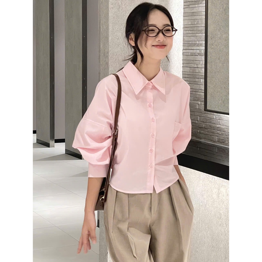Áo Sơ Mi Croptop Dáng Rộng, Áo Somi Kiểu Dây Buộc Lưng Tay Rộng Chất Vải Thô Nến Miho House | BigBuy360 - bigbuy360.vn