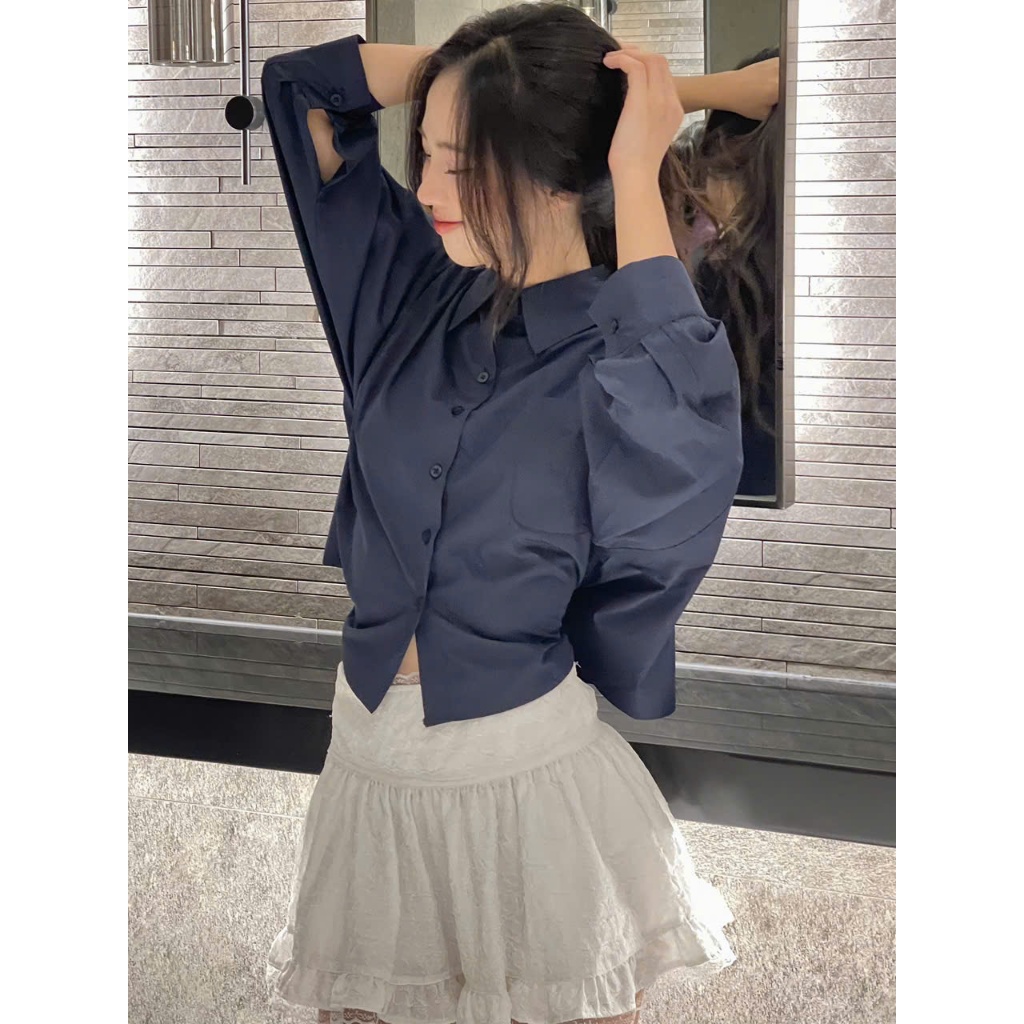 Áo Sơ Mi Croptop Dáng Rộng, Áo Somi Kiểu Dây Buộc Lưng Tay Rộng Chất Vải Thô Nến Miho House | BigBuy360 - bigbuy360.vn