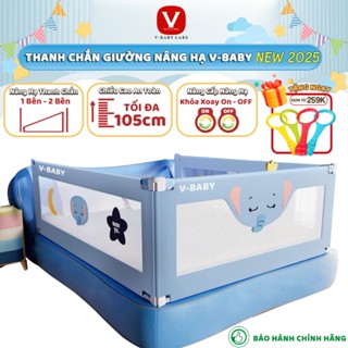 Thanh Chắn Giường Cho Bé V-BABY N002 Mẫu Mới New 2025 - N1 Nâng Hạ 1 Bên - 1 Thanh Chắn 1 Mặt