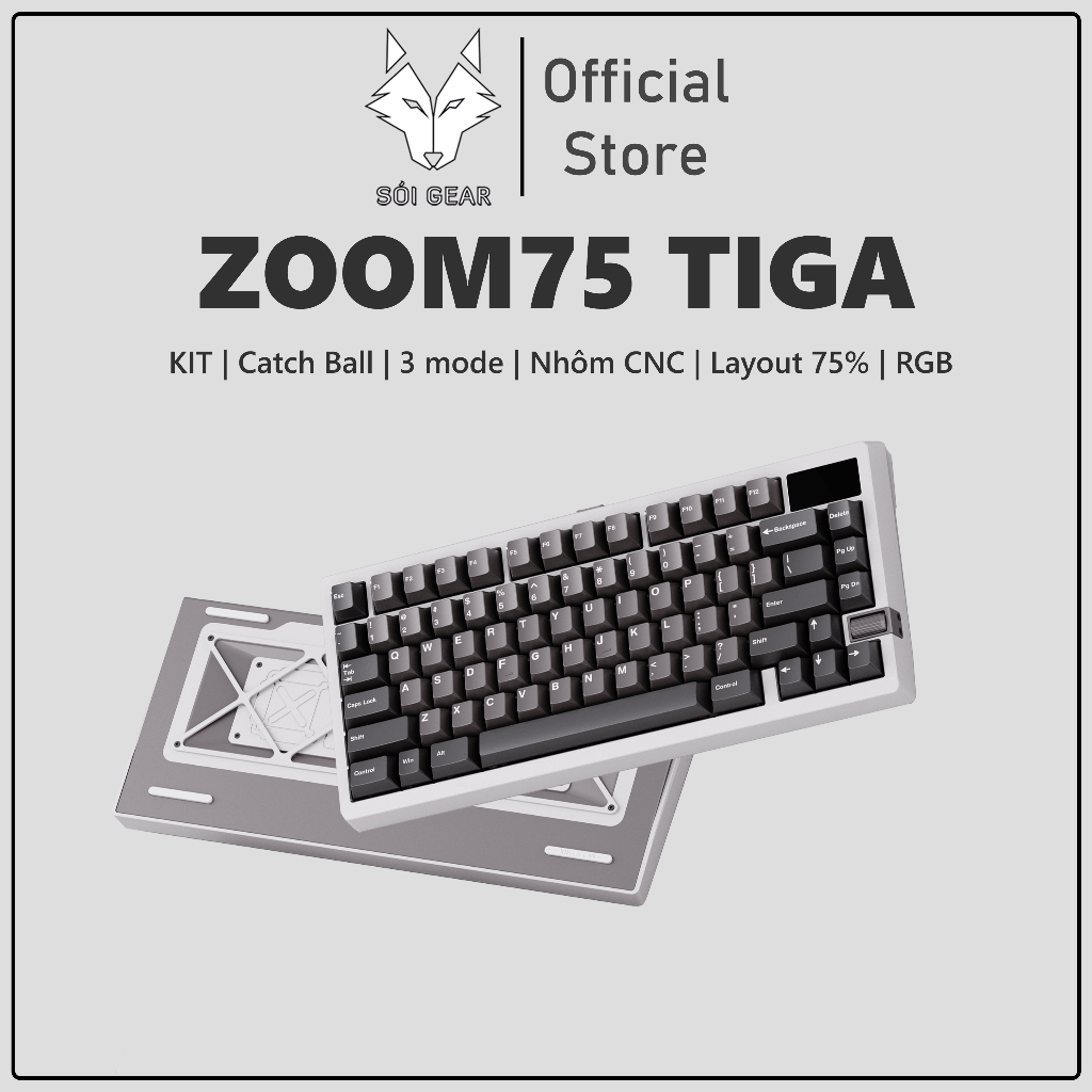 [HỎA TỐC HN - HCM] Zoom75 Tiga - E White | KIT | Catch Ball | Kết nối 3 modes | Nhôm CNC | Layout 75