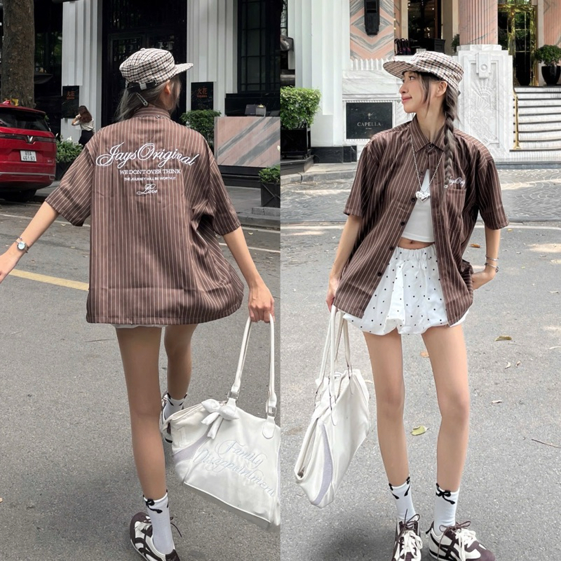 Somi tay lỡ unisex ORIGINAL Sọc màu TRẮNG/ĐEN/NAVY 🖤 Nam nữ Unisex Áo Somi Form rộng style Ulzzang | BigBuy360 - bigbuy360.vn