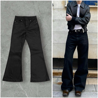 QUẦN JEANS ỐNG LOE ĐEN KHÔNG GIÃN UNISEX NAM NỮ CHẤT JEANS DÀY DẶN TALURETRO