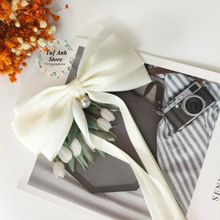 B422 Cặp tóc nơ satin dáng thả thời trang