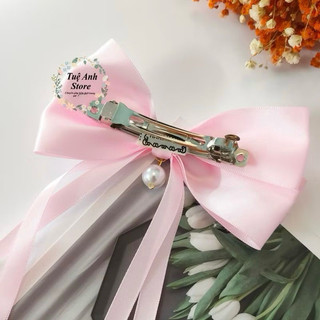 B422 Cặp tóc nơ satin dáng thả thời trang