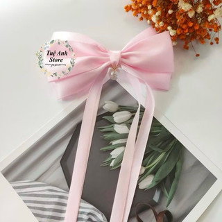 B422 Cặp tóc nơ satin dáng thả thời trang