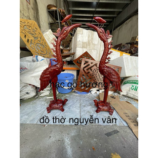 Đôi hạc thờ gỗ mít , hạc thờ gỗ hương cao 60cm