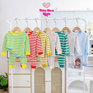 Minwoo Baby [Bé 7-40kg] Bộ Dài tay thun lạnh sọc dệt mềm mịn cho bé trai bé gái mặc ngủ đi chơi NOEL 2024