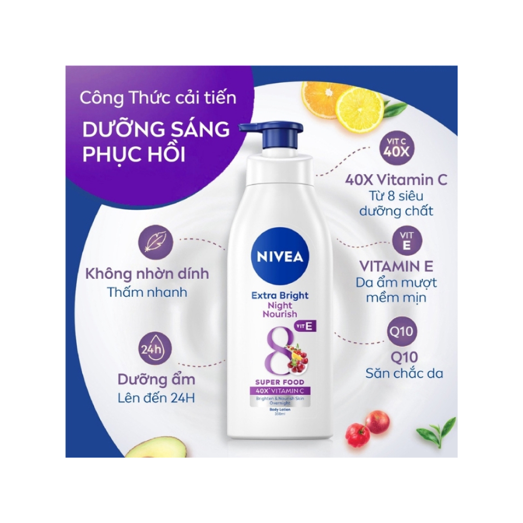 Sữa Dưỡng Thể Dưỡng Trắng Da Ban Đêm Nivea 350ml