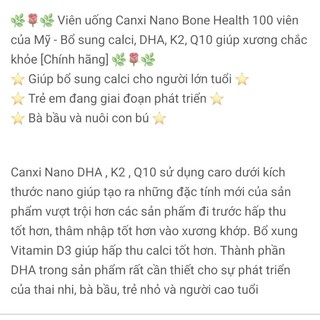 Viên uống Canxi nano USA hộp 100 viên của Mỹ