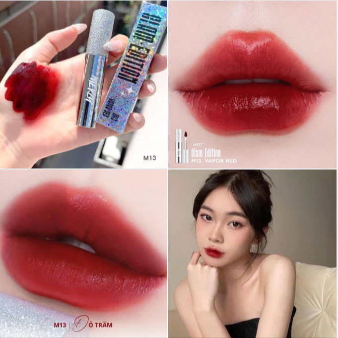 Son Merzy M13 Đỏ Đen Vỏ Tròn Hàn Quốc