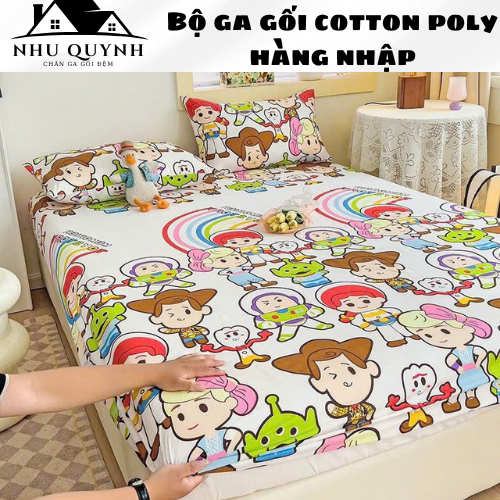 (Hàng Nhập)Bộ ga gối drap giường poly, ga trải giường + 2 vỏ gối nằm đơn giản m6 m8 2m2 Như Quỳnh Be