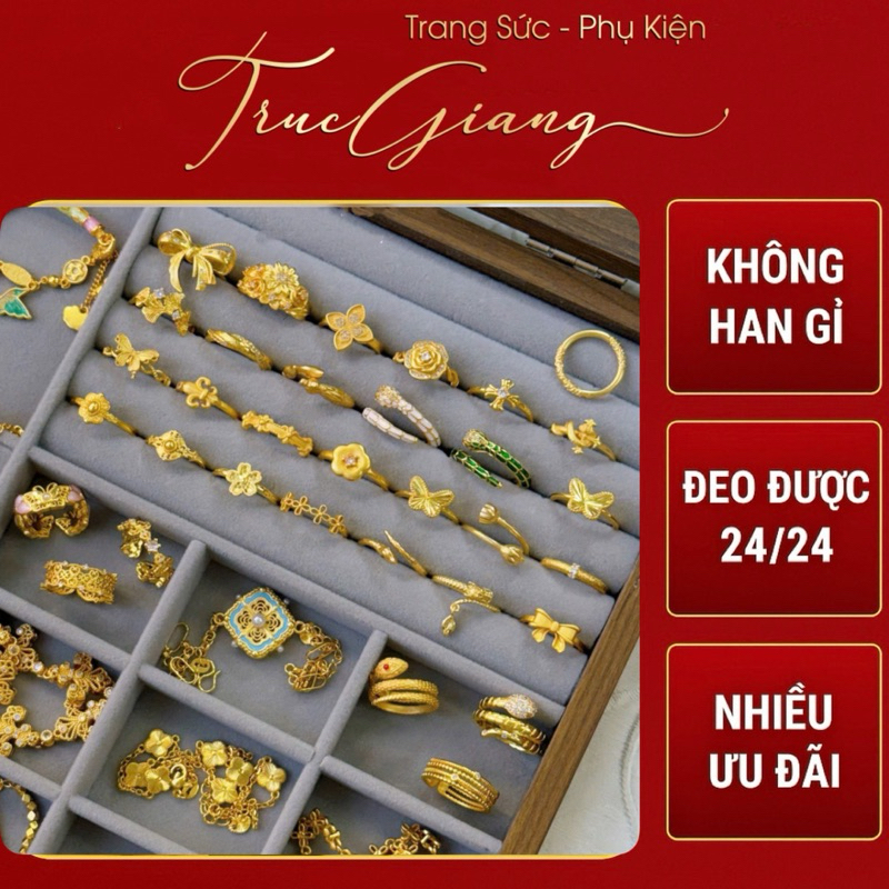 NHẪN VÀNG 24K NHIỀU KIỂU FREESIZE, TRANG SỨC ĐỒNG MẠ VÀNG 24K