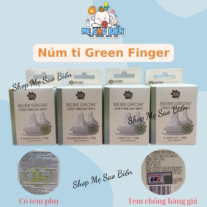 Núm ti bình sữa Green Finger Bebegrow Hàn Quốc chính hãng cho bé
