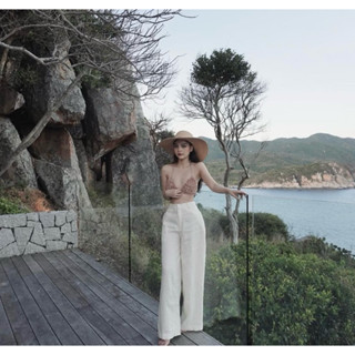 QUẦN LINEN TRẮNG KEM ỐNG ĐỨNG LƯNG CAO DÁNG DÀI SIÊU XINH PHONG CÁCH MÙA HÈ ĐỦ SIZE