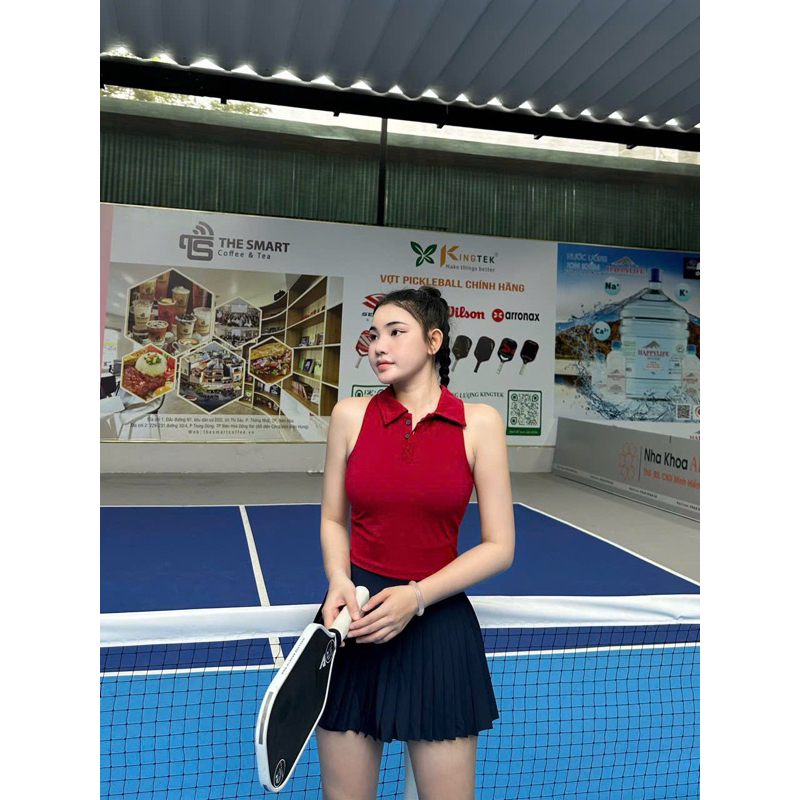 Áo Croptop Thể Thao Tay Ngắn Cổ Bẻ Dáng Ôm Body_thumbnail_4