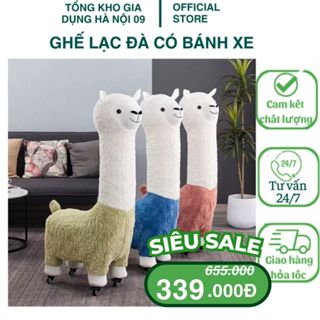 Ghế lười, Ghế chòi chân lạc đà cổ dài Alpaca có bánh xe đủ màu cho bé