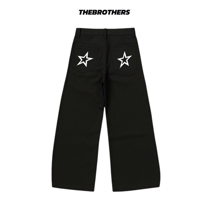 Quần jean ống rộng ngôi sao form baggy star pants phong cách retro y2k