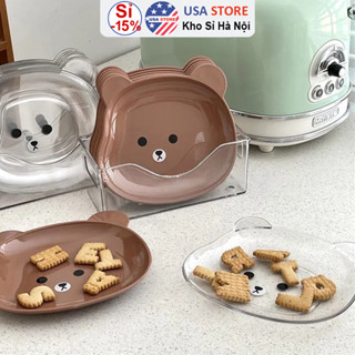Combo 2 Đĩa Nhựa Gấu Đựng Hoa Quả, Trái Cây, Đồ Ăn  Và Tiện Lợi (Hàng Nội Địa Đẹp)