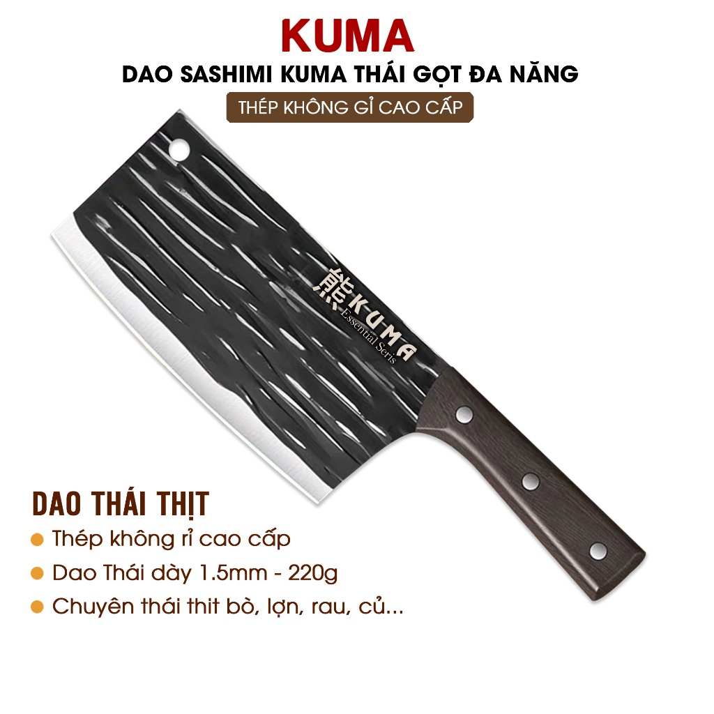 Dao thái thịt đa năng KUMA Thép không gỉ siêu sắc cao cấp