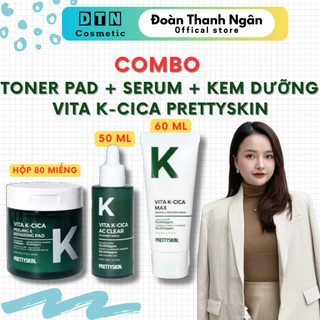 [ PRETTYSKIN ] Trọn Bộ Toner Pad, Serum, Kem Dưỡng  Vita K CiCa Prettyskin