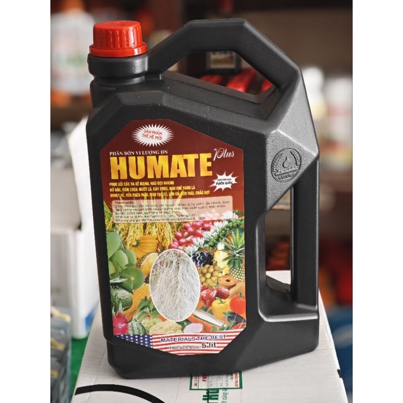 CAN ĐEN HUMATE 5 LÍT, DƯỠNG RỄ, TƯỚI GỐC, NÂNG PH ĐẤT