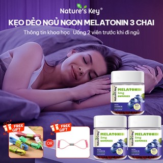 Nature's Key Kẹo Ngủ Melatonin 5mg Vị Việt Quất Tự Nhiên Melatonin Gummies 3 Chai