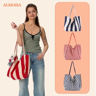 Túi đi biển sọc kiểu túi tote holy moly chất vải canvas retro ngăn rộng, giỏ đi biển phong cách Hàn Quốc