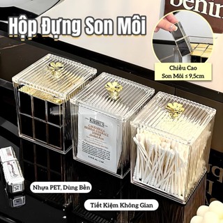  Hộp đựng bông tẩy trang phụ kiện đồ trang điểm hộp vuông đựng son môi trong suốt có nắp chống bụi 