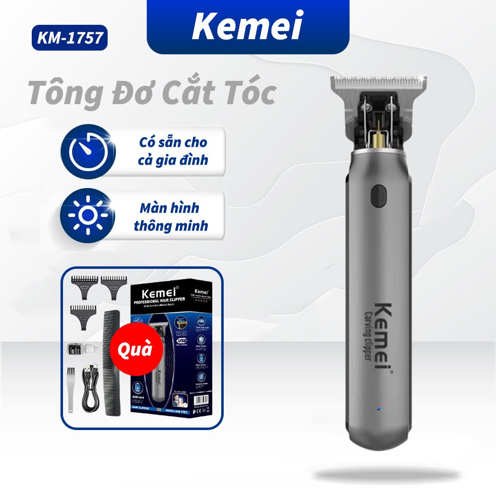 Kemei-1757 Tông Đơ Cắt Tóc Gia Đình Và Salon Chính Hãng Không Dây,Tông Đơ Hớt Tóc Cho Bé Và Nam