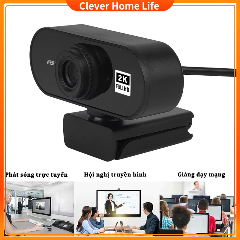 Webcam Có Mic 2K/1080P Máy tính USB Cho PC Laptop Livestream/Họp trực tuyến, Camera mini, Học và Làm việc Online