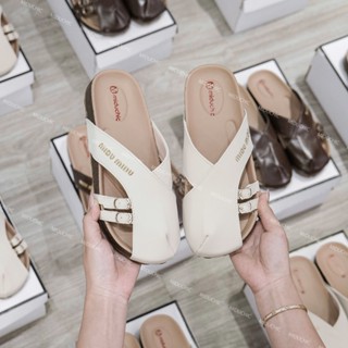 Giày Sục Đế Trấu Nữ MIDU KAISO Quai Rọ Đơn Giản 3 Màu, Sục Nữ Da Mềm Quai Khóa In Hàng Cao Cấp