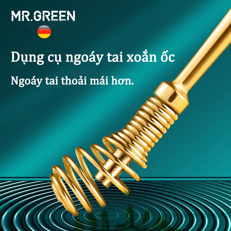 MR.GREEN,Dụng cụ lấy ráy tai xoay 360 độ – Đầu xoắn thép không gỉ,MR-2161