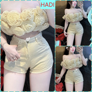   SONL2215  QUẦN SHORT JEANS ĐÙI NỮ LƯNG CAO MÀU KEM CO GIÃN LAI CUỐN CÁ TÍNH XỊN SÒ CHẤT CHƠI HOT HIT 