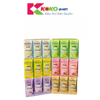 Sữa Binggrae Hàn Quốc vị chuối, dưa lưới, dâu, vani, coffee, taro (lốc 6 hộp)