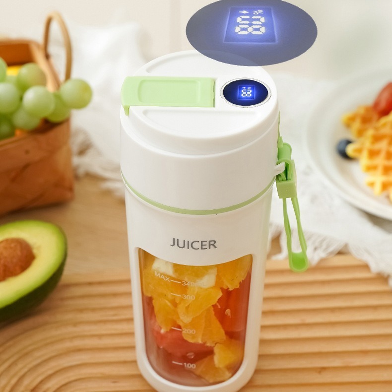 Máy Xay Sinh Tố Mini Juicer Màn Hình LED, Cốc Xay Trái Cây Cầm Tay 200w Lưỡi Dao 10 Cánh