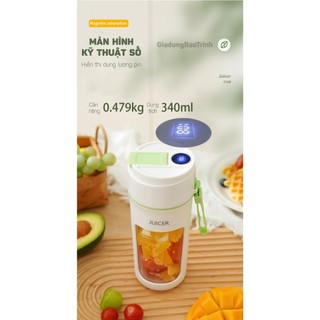 Máy Xay Sinh Tố Mini Juicer Màn Hình LED, Cốc Xay Trái Cây Cầm Tay 200w Lưỡi Dao 10 Cánh